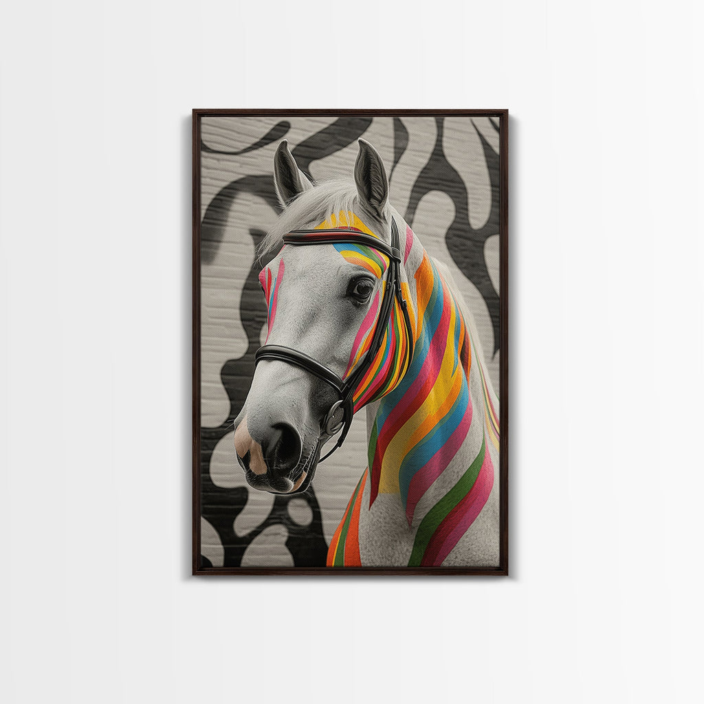 Painted Horse, Graffiti Wall Art, Colorful Horse Art, Whimsical Art, Boho Art, Southwest Wall Art, Canvas Print, Gift Idea
