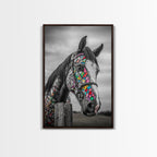 Painted Horse, Mosaic Wall Art, Blotter Art, Horse Wall Art, Boho Art, Colorful Western Art, Canvas Print, Gift Idea