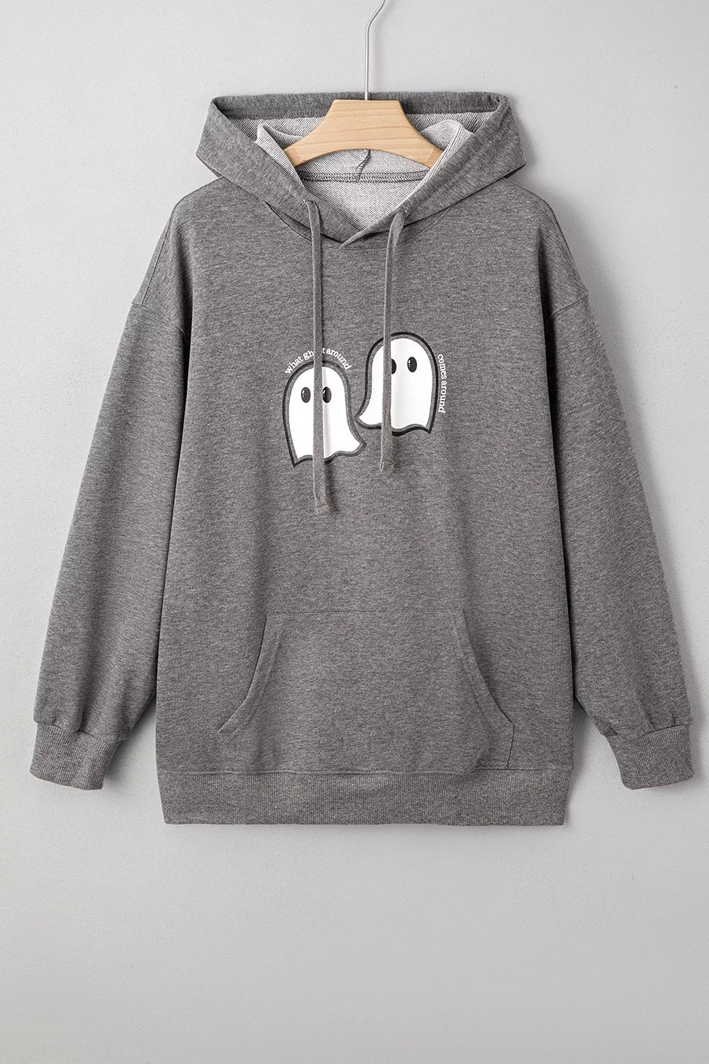 Halloween Ghost Print Mineral Wash Oversize Hoodie