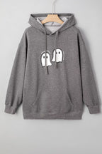 Halloween Ghost Print Mineral Wash Oversize Hoodie
