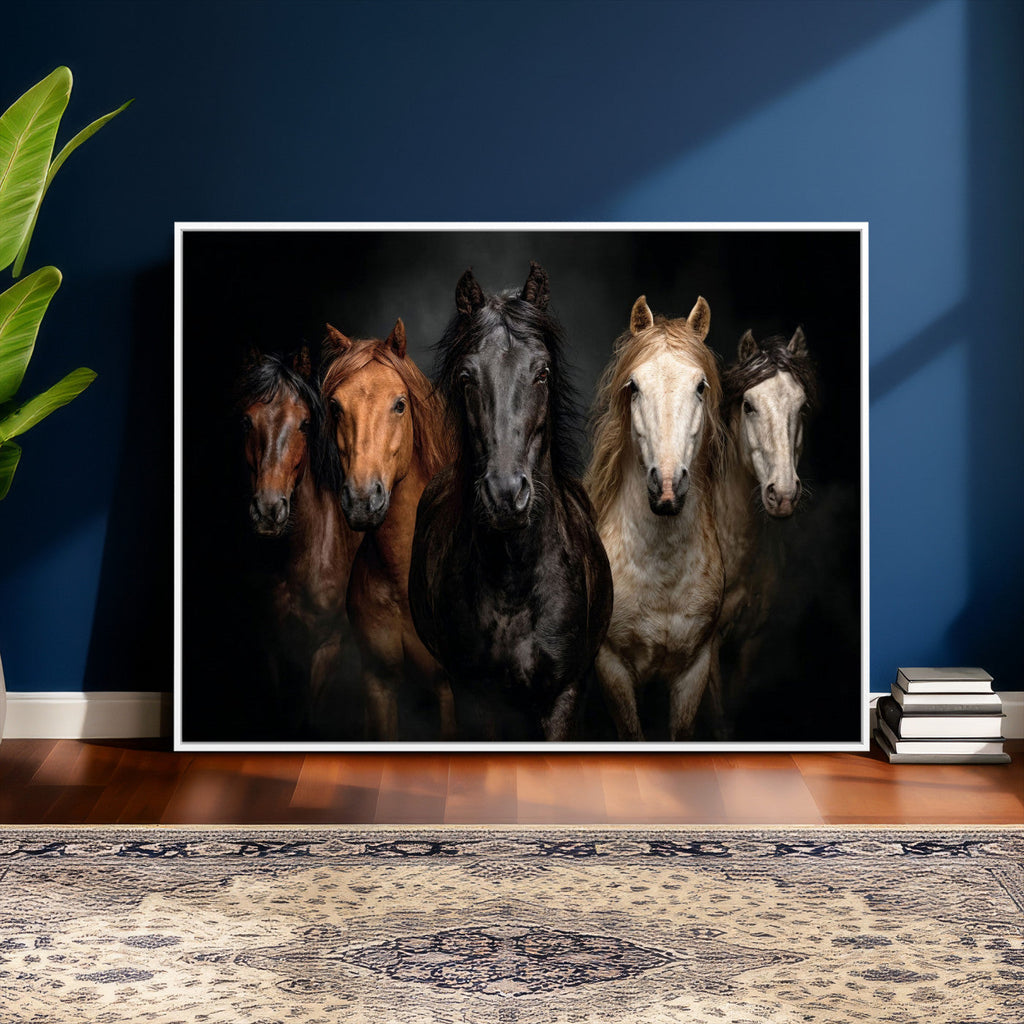 Horse Wall Art Canvas Print, Wild Horses Portrait Photography,