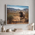 Texas Longhorn Bull Wall Art Canvas Print, Western Farmhouse Decor