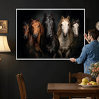 Horse Wall Art Canvas Print, Wild Horses Portrait Photography,