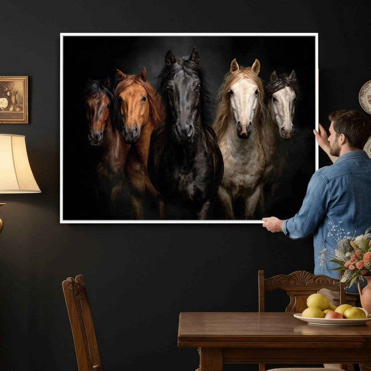 Horse Wall Art Canvas Print, Wild Horses Portrait Photography,