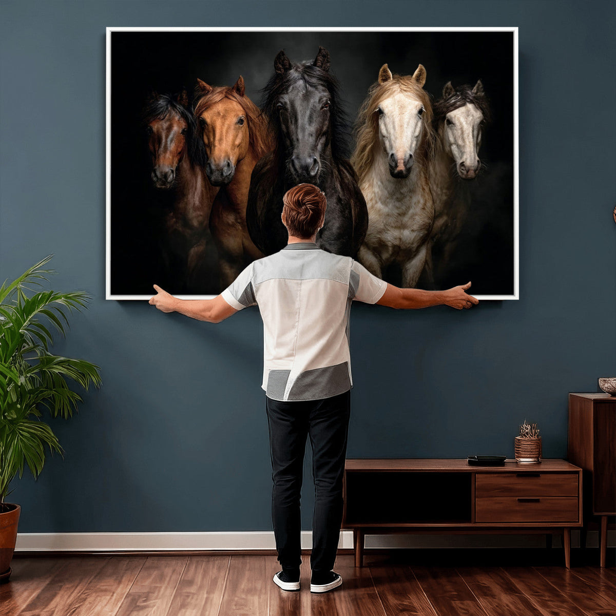 Horse Wall Art Canvas Print, Wild Horses Portrait Photography,