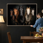 Horse Wall Art Canvas Print, Wild Horses Portrait Photography,