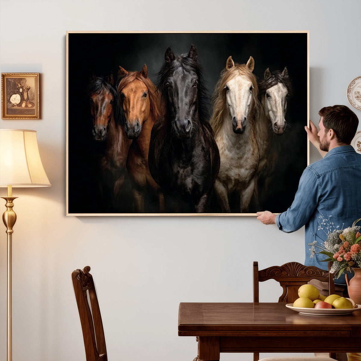 Horse Wall Art Canvas Print, Wild Horses Portrait Photography,