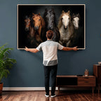 Horse Wall Art Canvas Print, Wild Horses Portrait Photography,