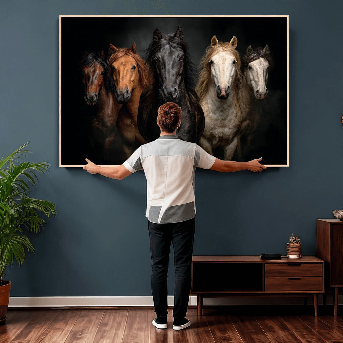 Horse Wall Art Canvas Print, Wild Horses Portrait Photography,