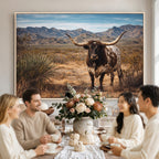 Texas Longhorn Bull Wall Art Canvas Print, Western Farmhouse Decor
