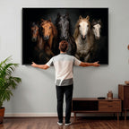 Horse Wall Art Canvas Print, Wild Horses Portrait Photography,