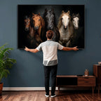 Horse Wall Art Canvas Print, Wild Horses Portrait Photography,