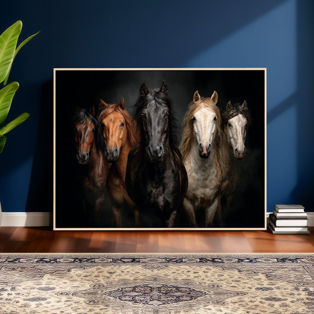 Horse Wall Art Canvas Print, Wild Horses Portrait Photography,