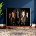 Horse Wall Art Canvas Print, Wild Horses Portrait Photography,