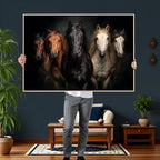 Horse Wall Art Canvas Print, Wild Horses Portrait Photography,