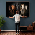 Horse Wall Art Canvas Print, Wild Horses Portrait Photography,