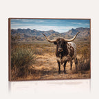 Texas Longhorn Bull Wall Art Canvas Print, Western Farmhouse Decor