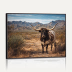 Texas Longhorn Bull Wall Art Canvas Print, Western Farmhouse Decor