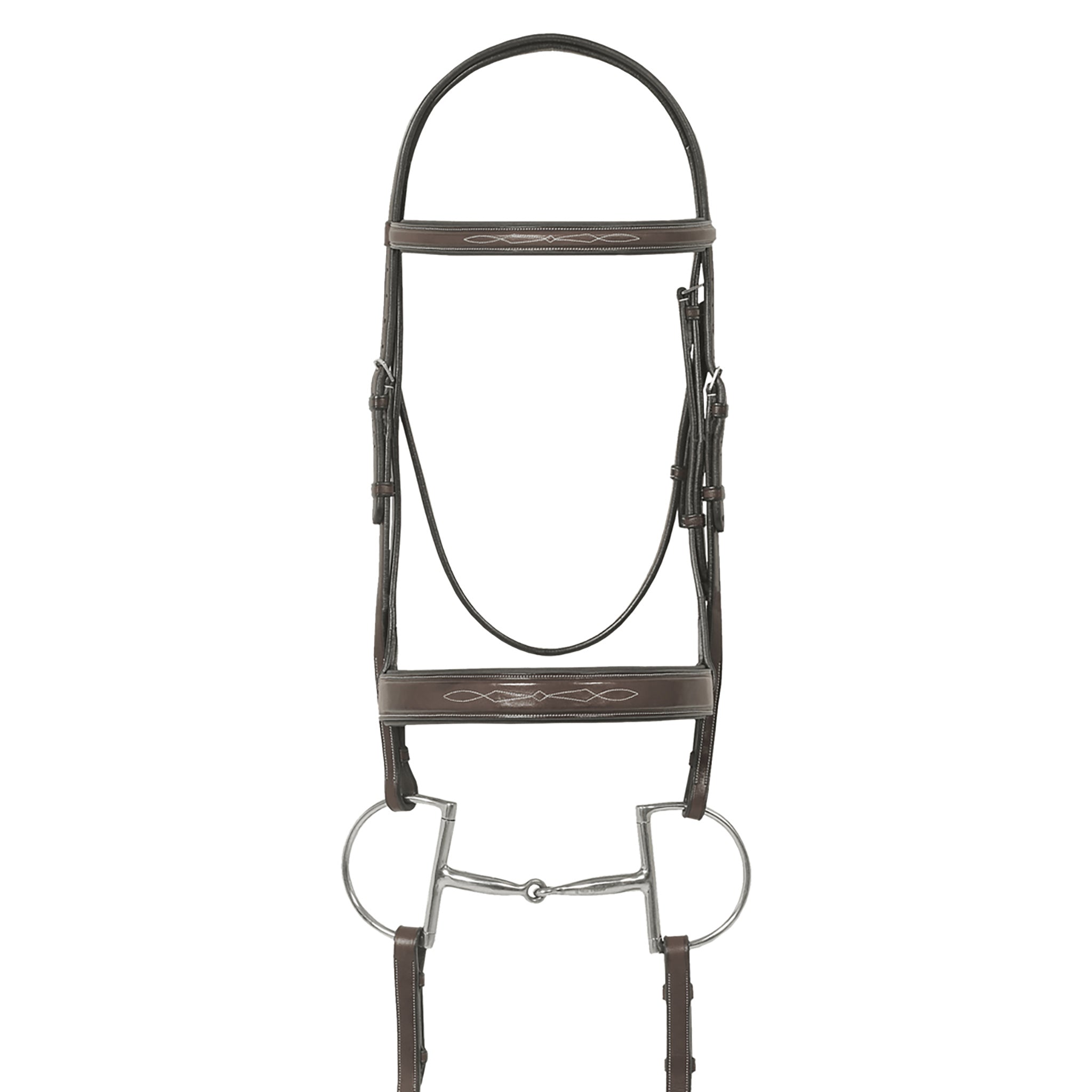 Elite Fancy Raised Traditional Crown Flat Wide Nose Padded Bridle with Reins