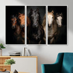Horse Wall Art Canvas Print, Wild Horses Portrait Photography,