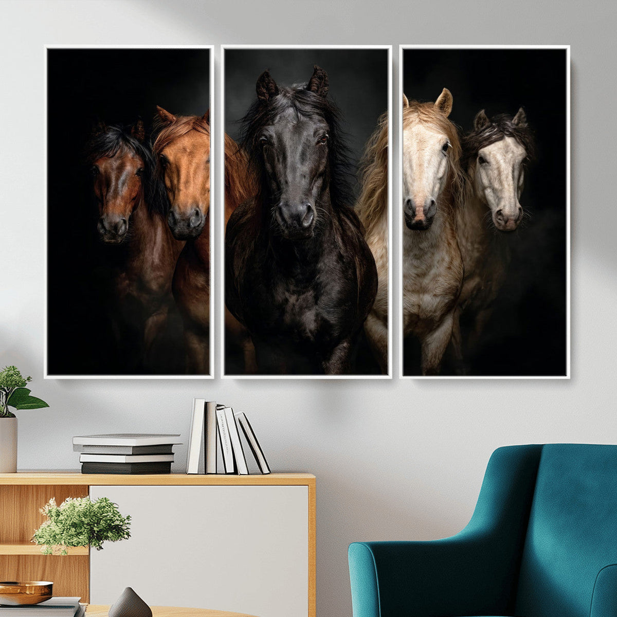 Horse Wall Art Canvas Print, Wild Horses Portrait Photography,