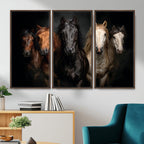 Horse Wall Art Canvas Print, Wild Horses Portrait Photography,