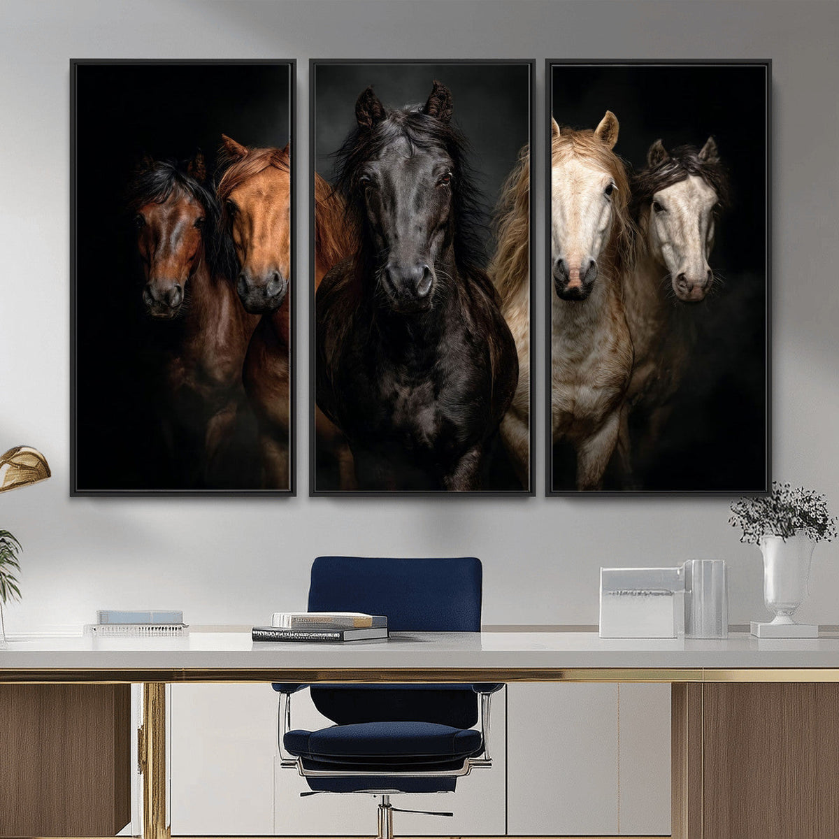 Horse Wall Art Canvas Print, Wild Horses Portrait Photography,