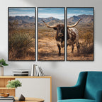 Texas Longhorn Bull Wall Art Canvas Print, Western Farmhouse Decor