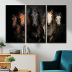 Horse Wall Art Canvas Print, Wild Horses Portrait Photography,