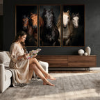 Horse Wall Art Canvas Print, Wild Horses Portrait Photography,
