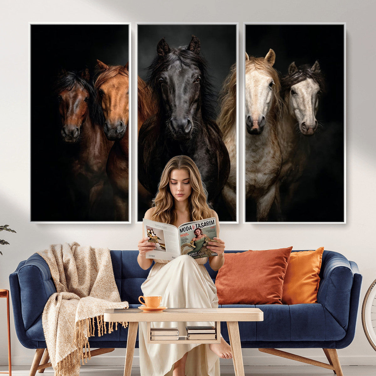 Horse Wall Art Canvas Print, Wild Horses Portrait Photography,