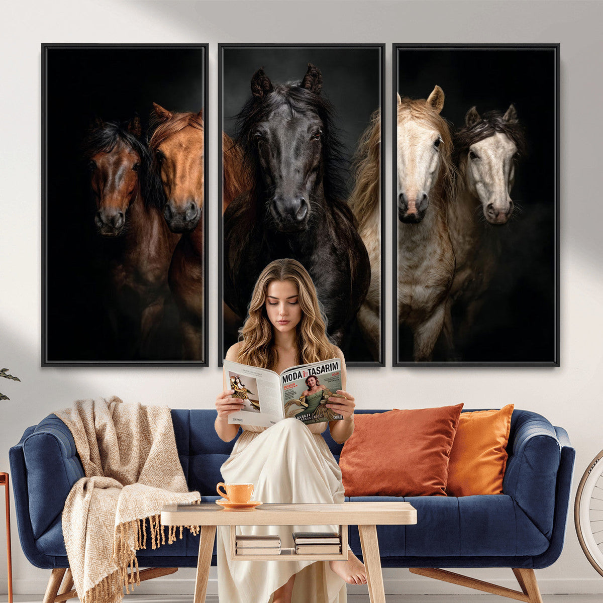 Horse Wall Art Canvas Print, Wild Horses Portrait Photography,