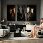 Horse Wall Art Canvas Print, Wild Horses Portrait Photography,