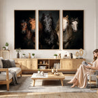 Horse Wall Art Canvas Print, Wild Horses Portrait Photography,