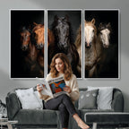 Horse Wall Art Canvas Print, Wild Horses Portrait Photography,