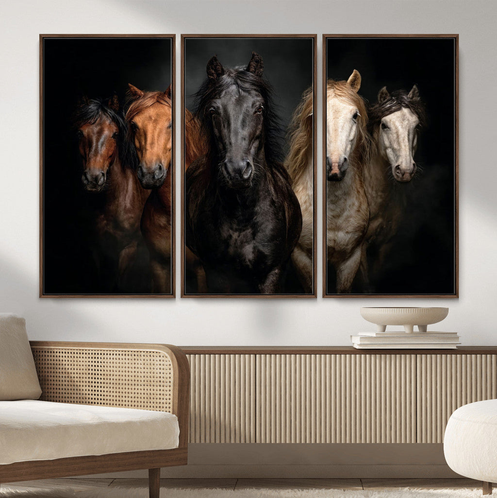 Horse Wall Art Canvas Print, Wild Horses Portrait Photography,