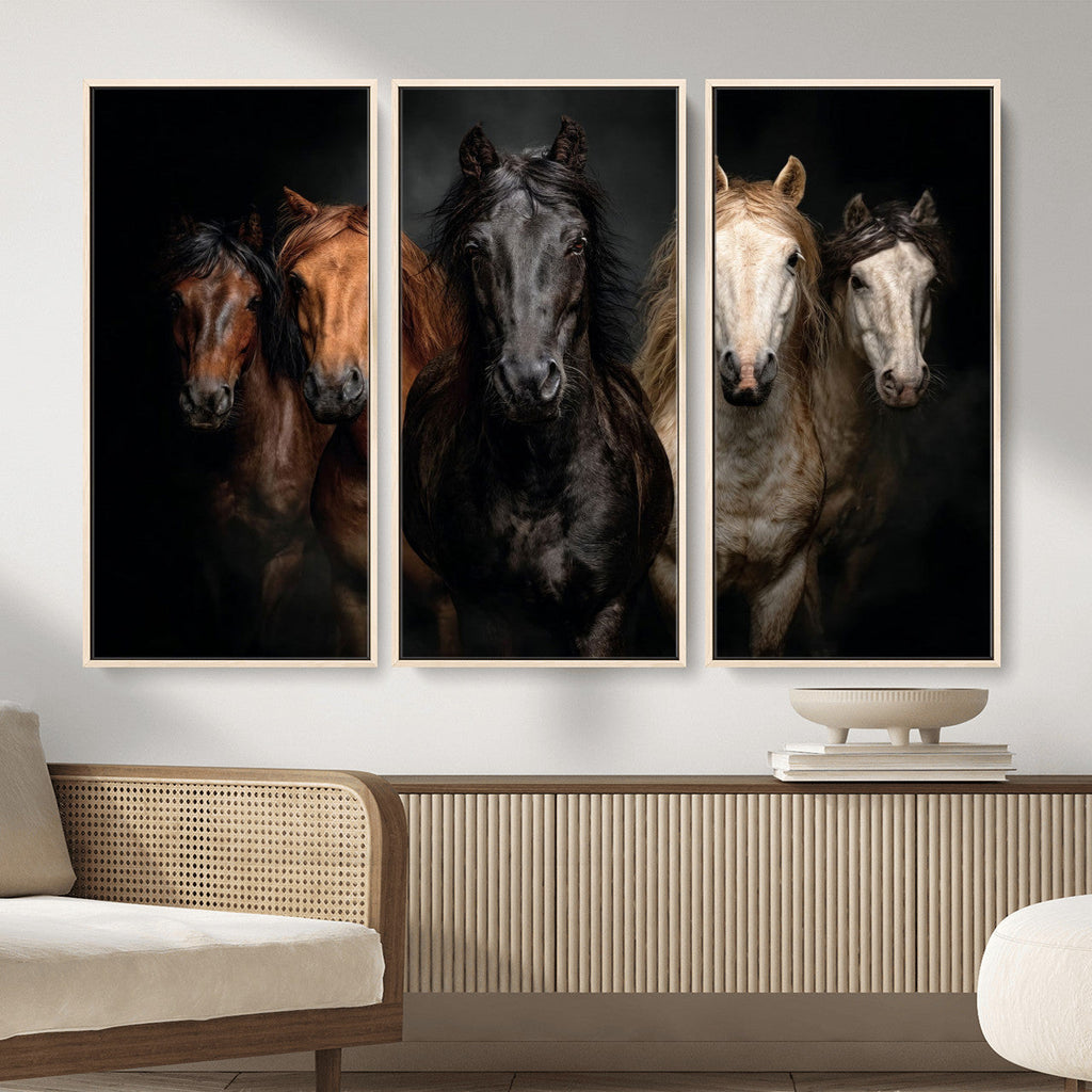 Horse Wall Art Canvas Print, Wild Horses Portrait Photography,