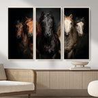 Horse Wall Art Canvas Print, Wild Horses Portrait Photography,