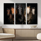 Horse Wall Art Canvas Print, Wild Horses Portrait Photography,