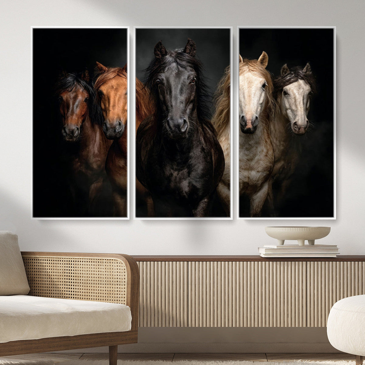 Horse Wall Art Canvas Print, Wild Horses Portrait Photography,