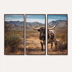 Texas Longhorn Bull Wall Art Canvas Print, Western Farmhouse Decor