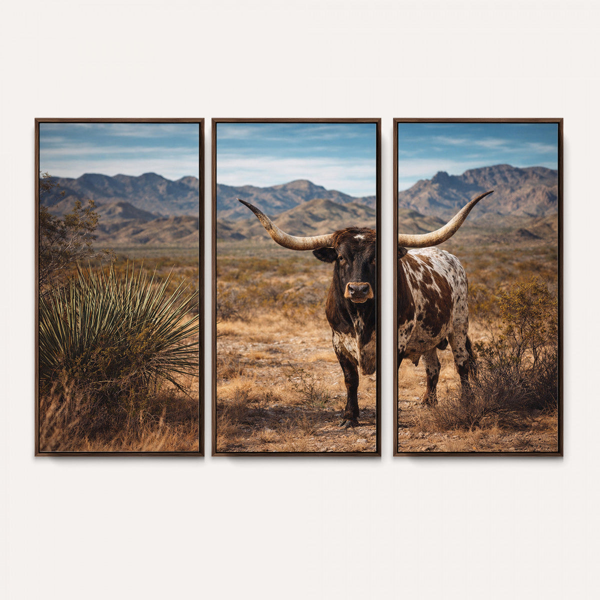 Texas Longhorn Bull Wall Art Canvas Print, Western Farmhouse Decor