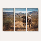 Texas Longhorn Bull Wall Art Canvas Print, Western Farmhouse Decor