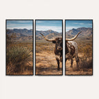 Texas Longhorn Bull Wall Art Canvas Print, Western Farmhouse Decor