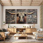 Texas Longhorn Skull Canvas Wall Art Rustic Western Decor Print