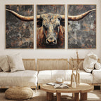 Texas Longhorn Skull Canvas Wall Art Rustic Western Decor Print