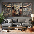 Texas Longhorn Skull Canvas Wall Art Rustic Western Decor Print