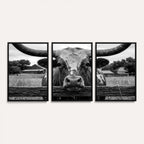 Black White Texas Longhorn Bull Canvas Wall Art, Western Ranch Cattle