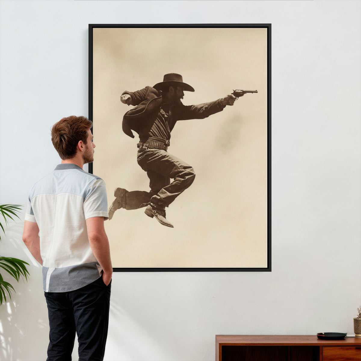 Vintage Cowboy Wall Art Canvas Print, Western Gunfighter Decor