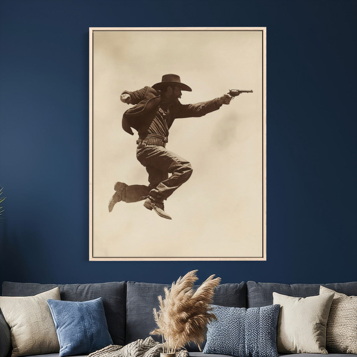 Vintage Cowboy Wall Art Canvas Print, Western Gunfighter Decor